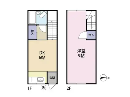 アムス浦和B(1DK/2階)の間取り写真