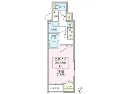 スカイルーチェ浦和(1K/4階)の間取り写真