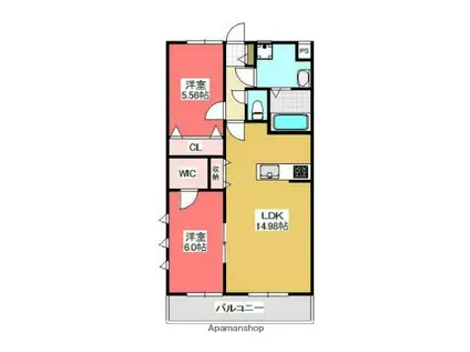 DCALMERIO浦和(2LDK/1階)の間取り写真