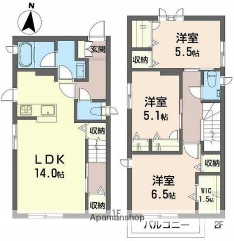 京浜東北・根岸線 南浦和駅 徒歩9分 2階建 築4年(3LDK)の間取り写真