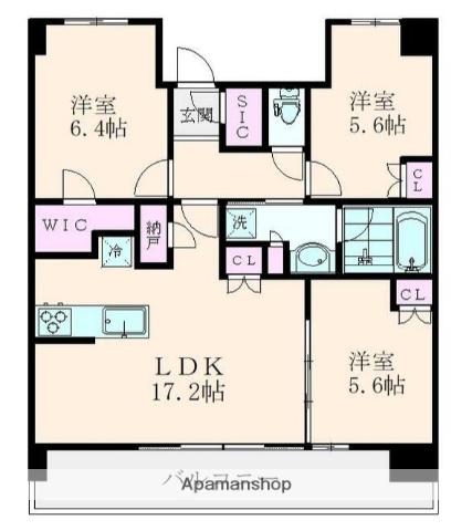 URAWA THE TOWER(3LDK/6階)の間取り写真