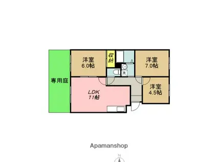 サンロイヤル大宮(3LDK/1階)の間取り写真