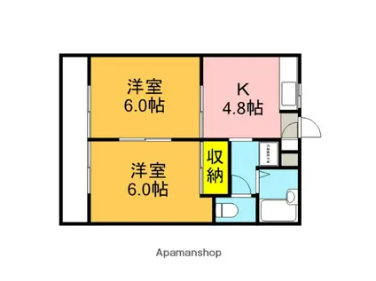 サンビューハイム(2DK/2階)の間取り写真