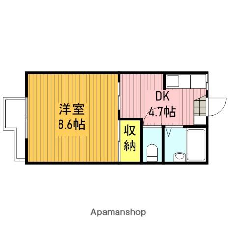 イーストハウス(1DK/2階)の間取り写真