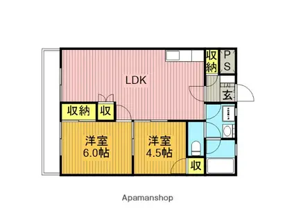 メゾン田中(2LDK/3階)の間取り写真