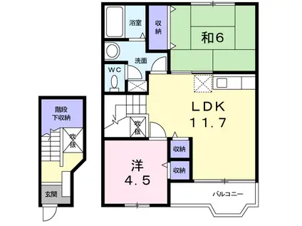 パークサイド D(2LDK/2階)の間取り写真