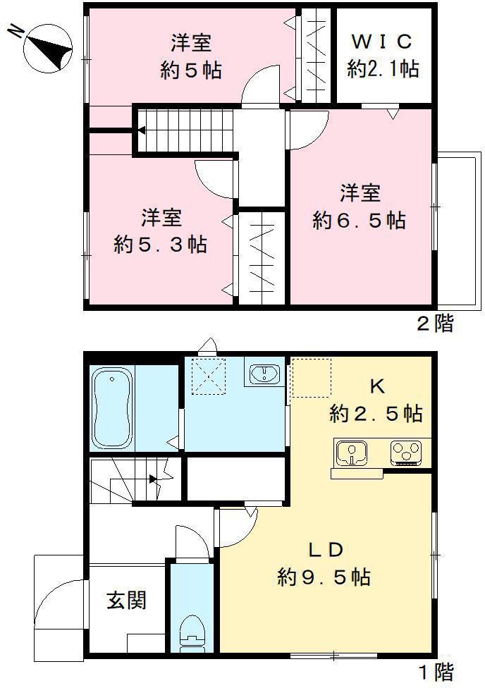 湘南新宿ライン高海 桶川駅 徒歩24分 2階建 築3年(3LDK)の間取り写真