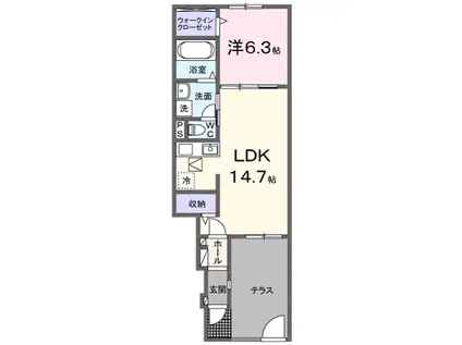 レヴァータ(1LDK/1階)の間取り写真