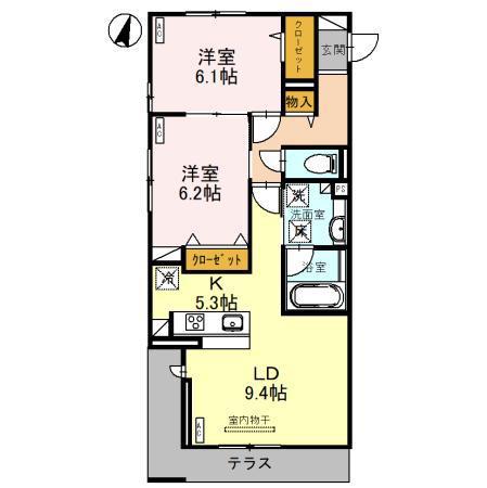 ヴィアレット Ⅷ(2LDK/1階)の間取り写真
