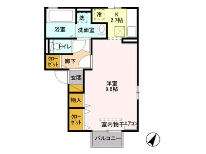 ココプリンセス(1K/1階)の間取り写真