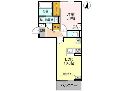 アザレア A(1LDK/2階)の間取り写真