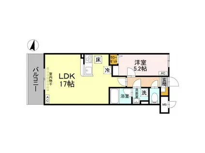 GRACE ATAGO(1LDK/1階)の間取り写真