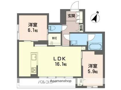 ドムスグランツ大宮大成(2LDK/1階)の間取り写真