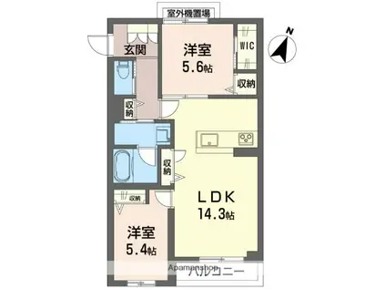 ドムスグランツ大宮大成(2LDK/3階)の間取り写真