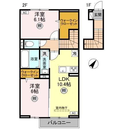 CLASSEUM桶川泉III/IV IV(2LDK/2階)の間取り写真