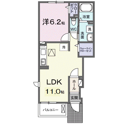 ベルグレイス(1LDK/1階)の間取り写真