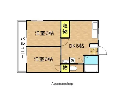 シティハイムアルファ(2DK/1階)の間取り写真