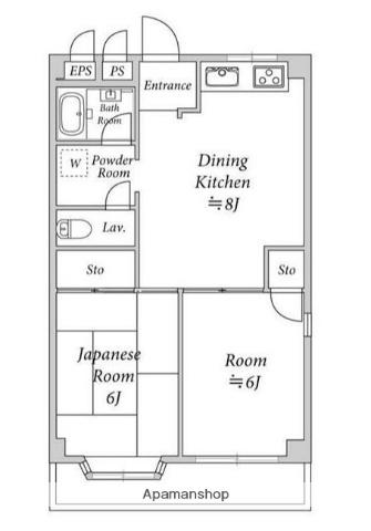 南町永旺ハイツ(2LDK/2階)の間取り写真