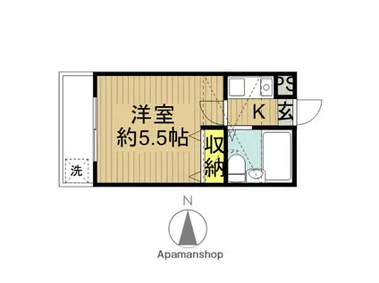 ラディシュ川田(1K/2階)の間取り写真