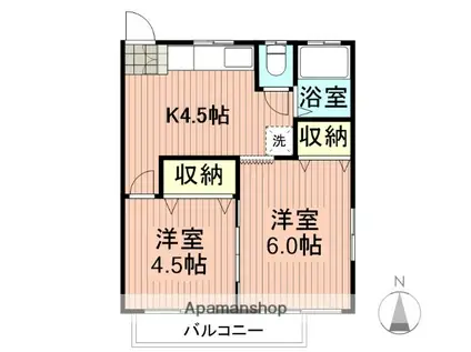 第二清美荘(2K/2階)の間取り写真