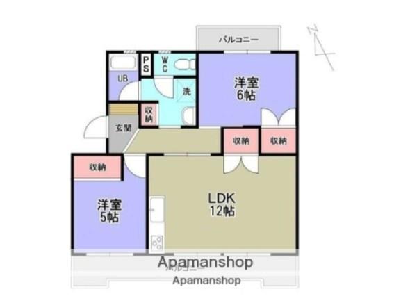 松本マンション第1棟(2LDK/1階)の間取り写真