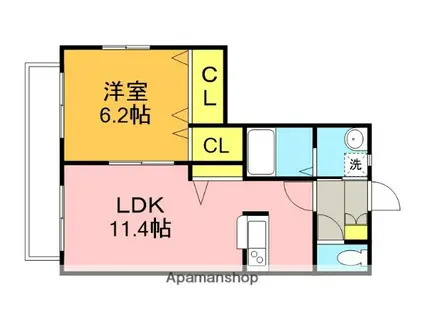 グリーンフォート(1LDK/2階)の間取り写真