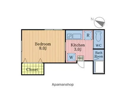 倉澤ビル(1K/2階)の間取り写真