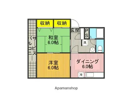 コーポ駒Ⅱ(2DK/2階)の間取り写真