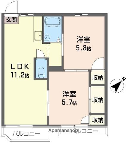 シャルム38(2LDK/2階)の間取り写真