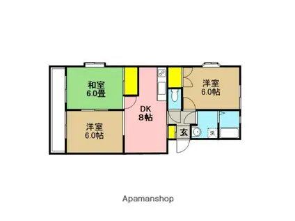 ヤツダハイツA(3DK/2階)の間取り写真
