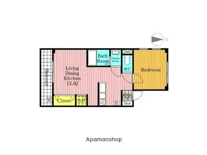 フラワーハイム(1LDK/2階)の間取り写真