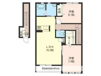 ペルルMK(2LDK/1階)の間取り写真