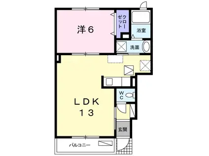 サニースクウェア 芝(1LDK/1階)の間取り写真
