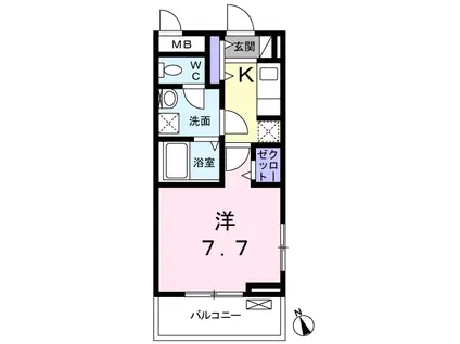 サンティエ ホワイトマム(1K/3階)の間取り写真