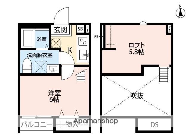 FLEUR E-URAWA(1K/2階)の間取り写真
