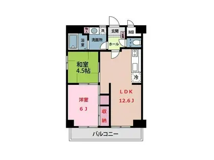 花見屋第二ビル(2LDK/4階)の間取り写真