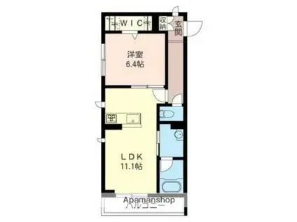 カーサクオーレ(1LDK/2階)の間取り写真