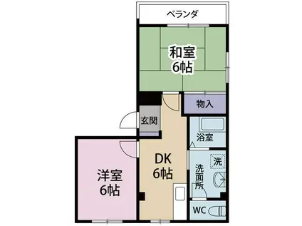 エレガントイースト(2DK/3階)の間取り写真