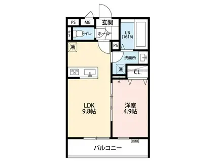 リコルテ柳根町(1LDK/3階)の間取り写真