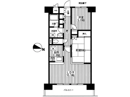 プリムベール南浦和(2LDK/6階)の間取り写真