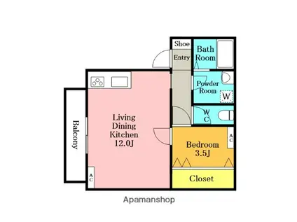 スミレコーポ(1LDK/2階)の間取り写真