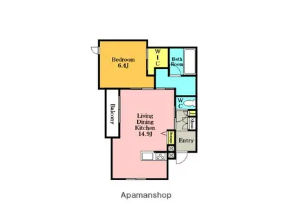 ヴィアソーレ(1LDK/2階)の間取り写真