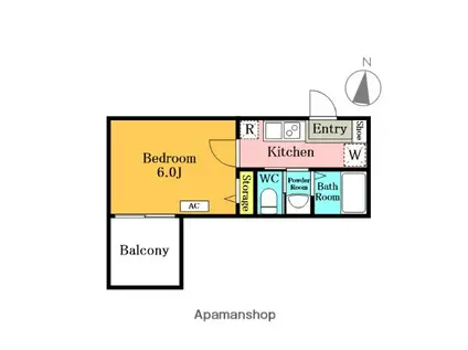ESPACIO芝B(1K/3階)の間取り写真