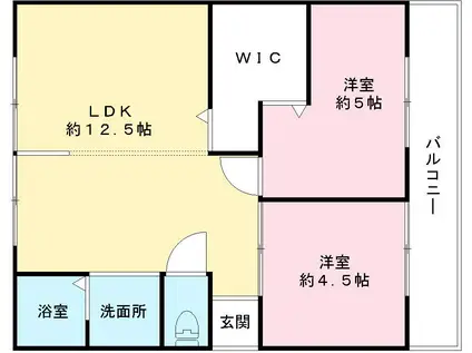 ハイツシェーンⅠ(2LDK/2階)の間取り写真