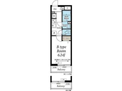 ヴィラ南浦和(1K/1階)の間取り写真