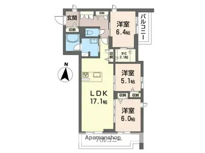 プリエール(3LDK/3階)の間取り写真