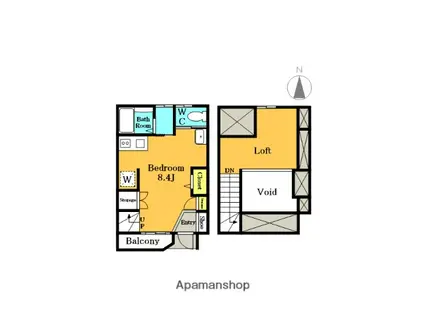 SOLEIL芝高木(ワンルーム/1階)の間取り写真