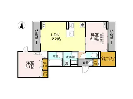 ノーブルパレス芝中田(2LDK/3階)の間取り写真