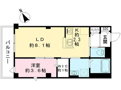SイーストAR北町(1LDK/3階)の間取り写真