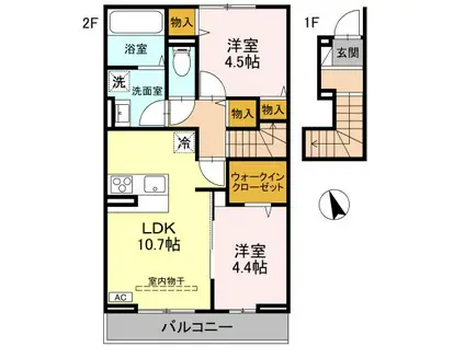 ファミーユ(2LDK/2階)の間取り写真